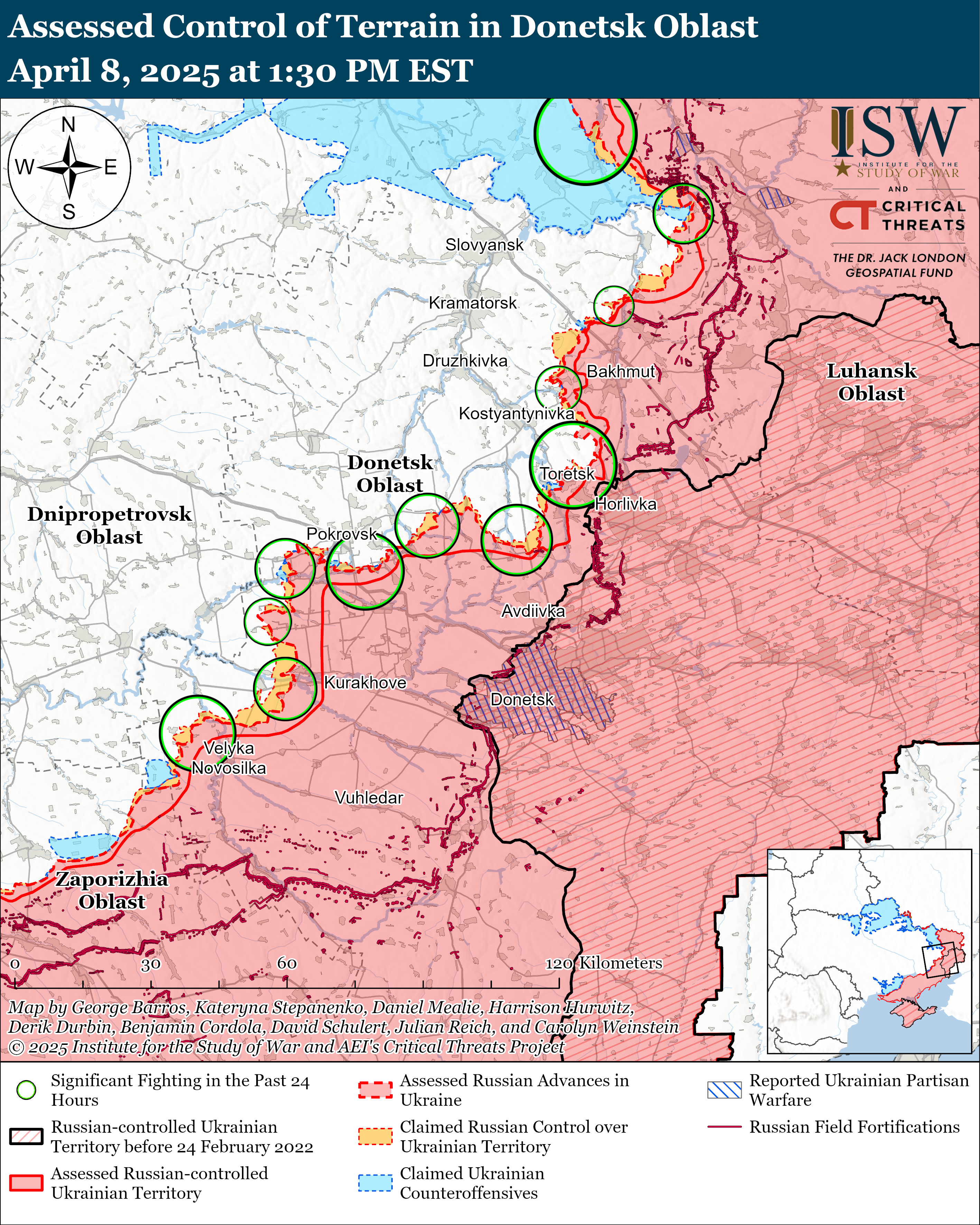Росіяни трохи просунулися на території РФ і на Донбасі: карти ISW
